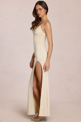 Deep V-Neck Maxi Dress in Ivory