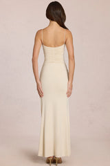 Deep V-Neck Maxi Dress in Ivory