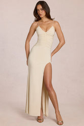 Deep V-Neck Maxi Dress in Ivory