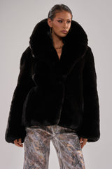 NO LOOKING BACK FAUX FUR IN BLACK
