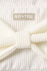 Corduroy Bow Makeup Bag in Ivory