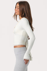 Soft Jersey Wrap Top in Ivory
