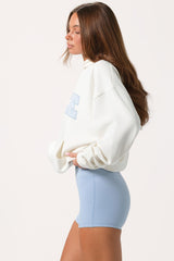 Oversized Applique Hoodie in Milk