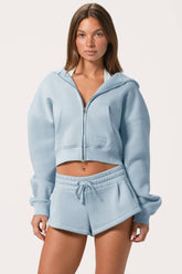 Oversized Zip-Up Hoodie in Powder Blue