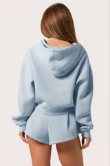 Oversized Zip-Up Hoodie in Powder Blue