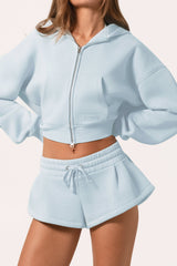 Oversized Zip-Up Hoodie in Powder Blue