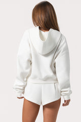 Oversized Zip-Up Hoodie in Milk