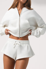 Oversized Zip-Up Hoodie in Milk