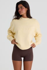 Ribbed Knit Oversized Jumper in Lemon