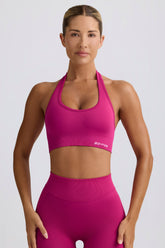 Define Luxe Halterneck Sports Bra in Berry