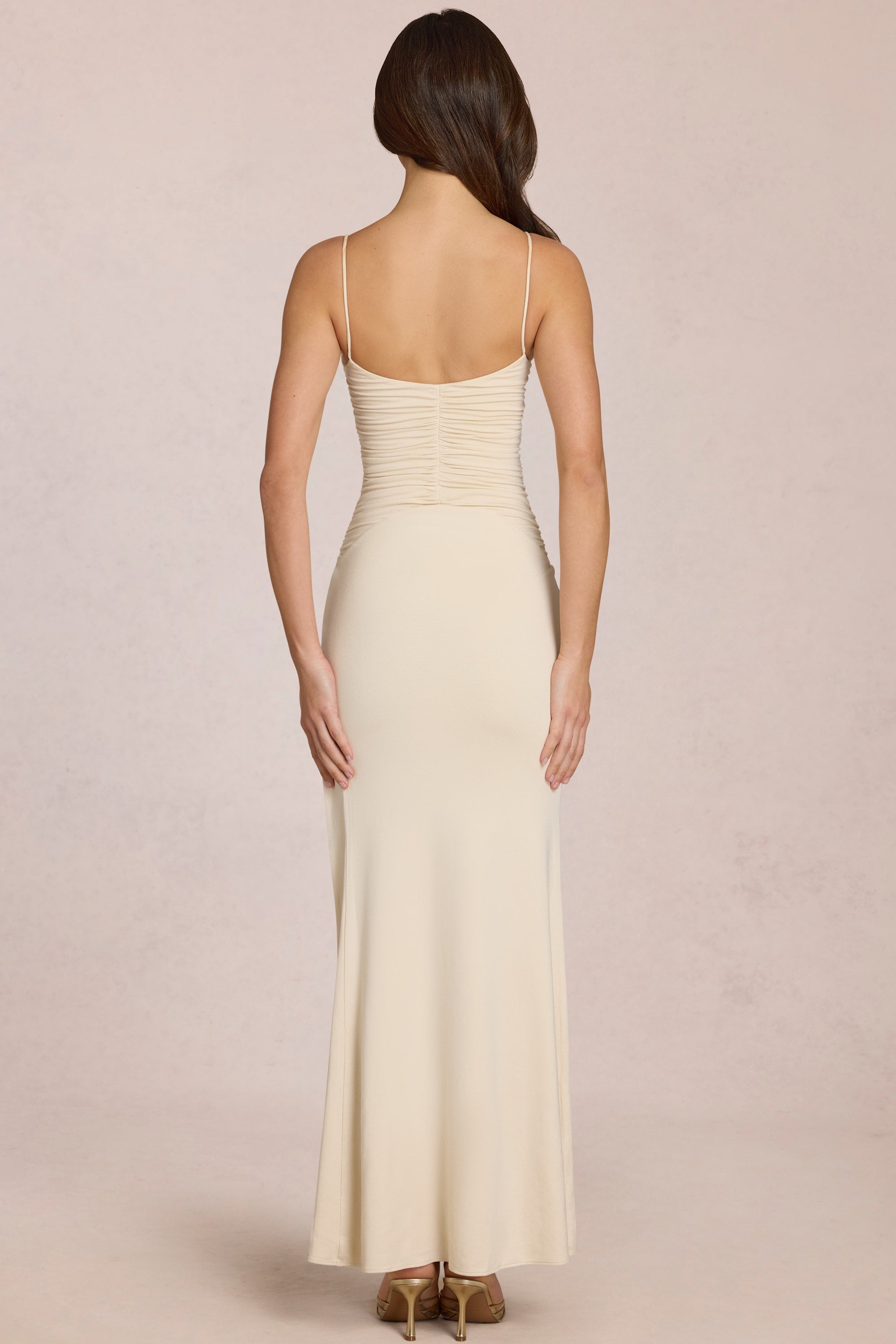 Deep V-Neck Maxi Dress in Ivory