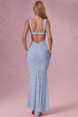 Lace Sweetheart-Neck Gown in Powder Blue