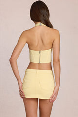 Denim Low-Rise Skort in Lemon Yellow