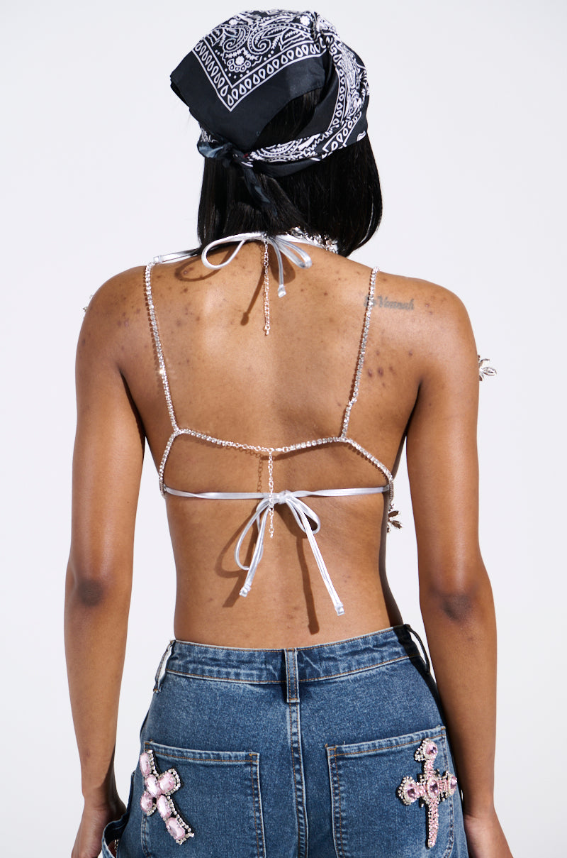 BLINDED BY THE LIGHTS RHINESTONE TOP