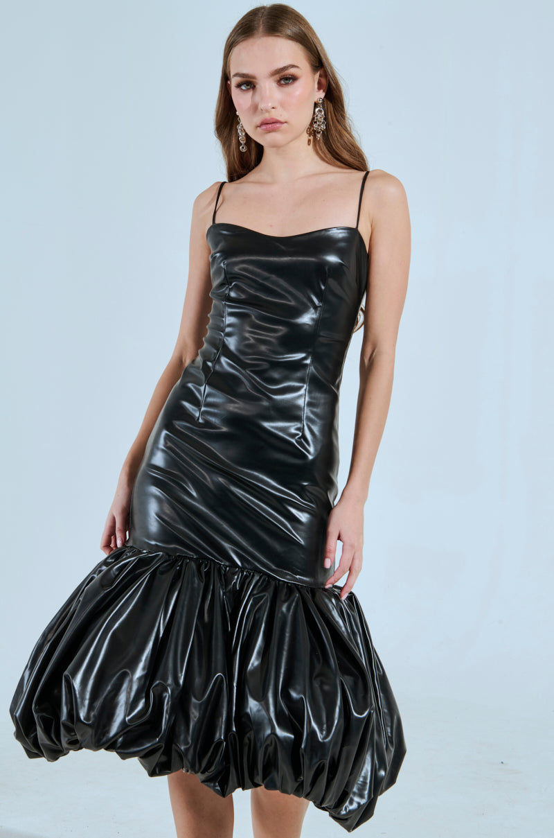 PHOEBE BUBBLE MIDI DRESS IN PU