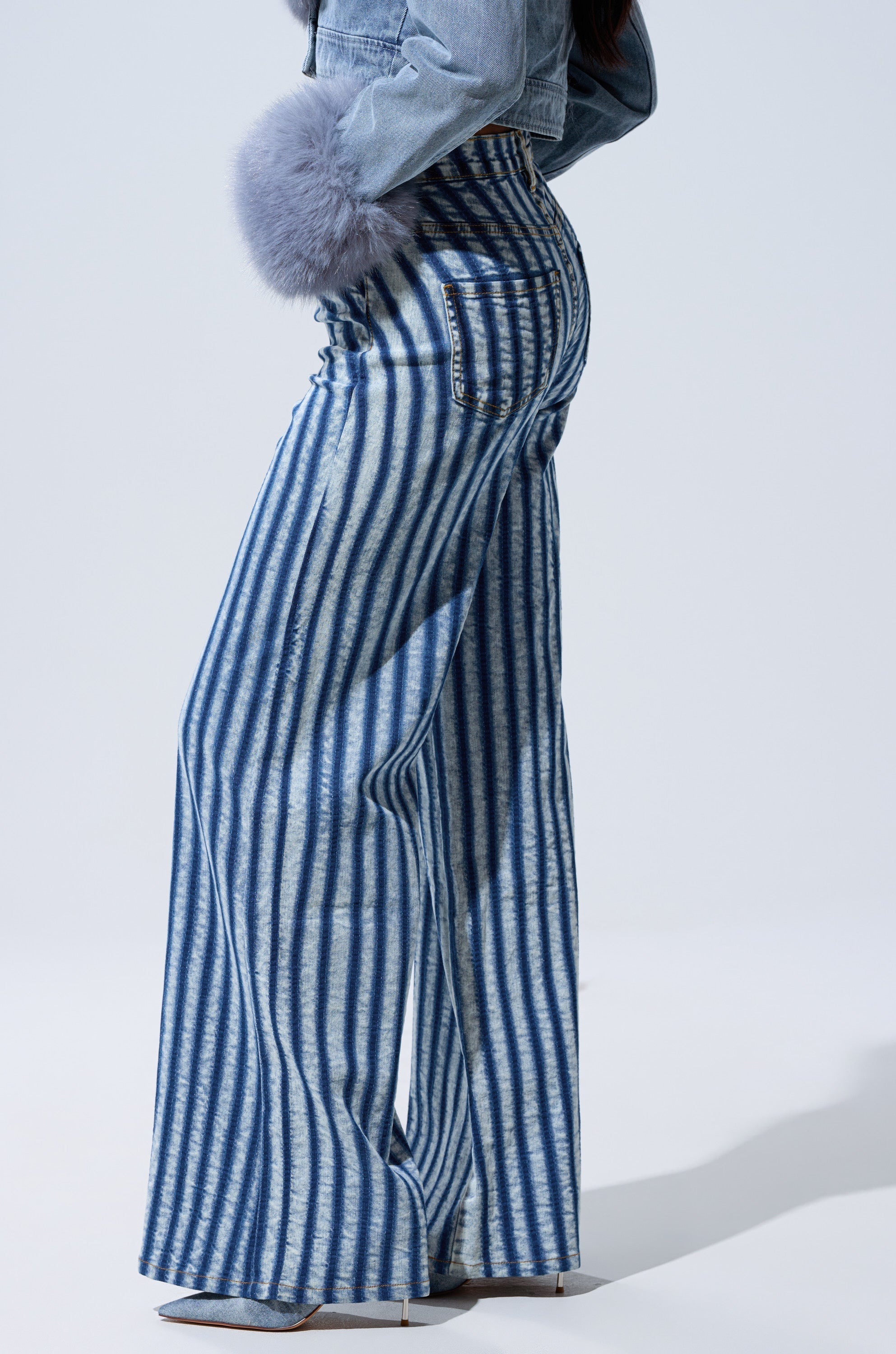 LETS GET CRAZY STRIPE WIDE LEG DENIM