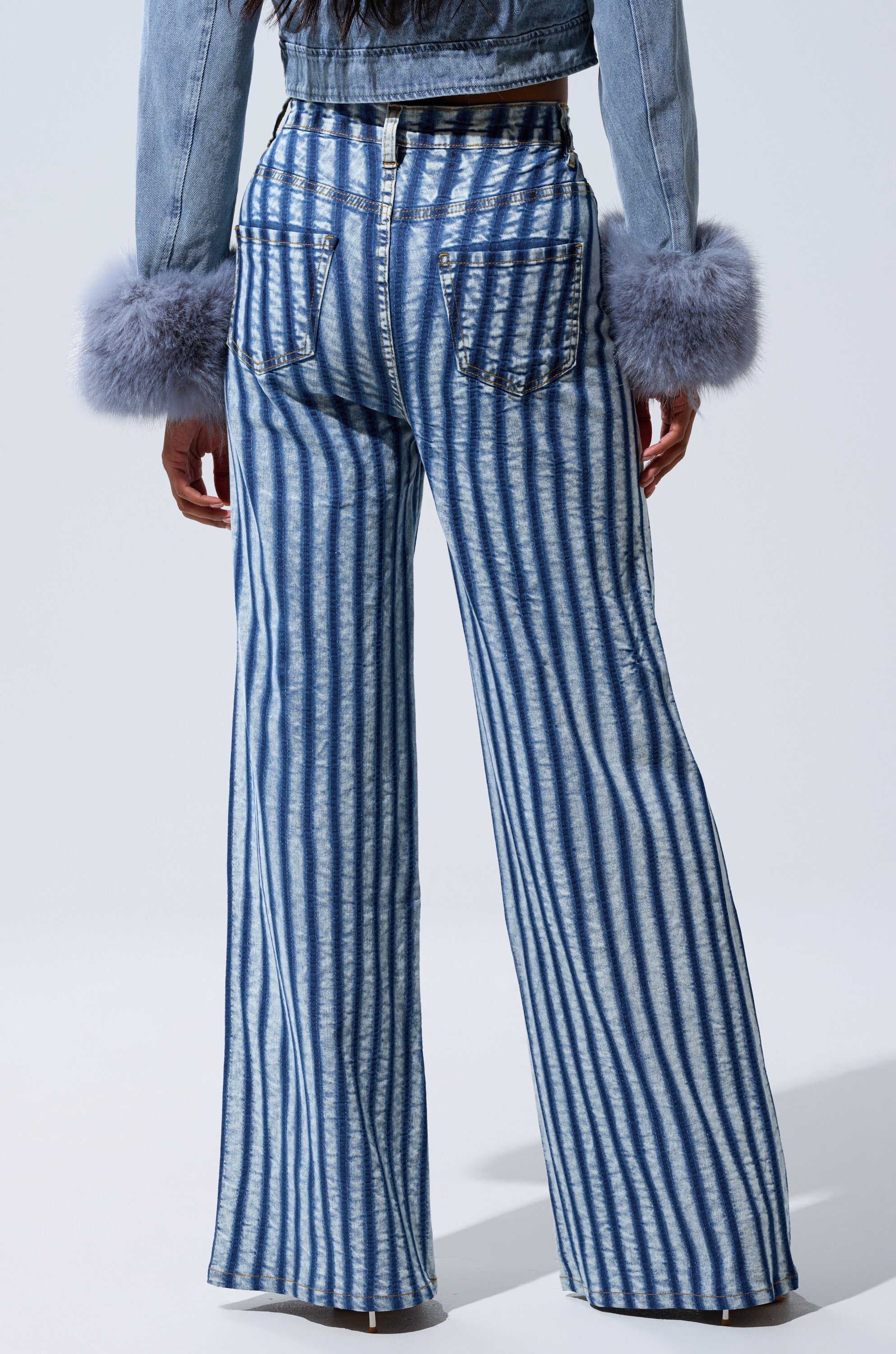 LETS GET CRAZY STRIPE WIDE LEG DENIM