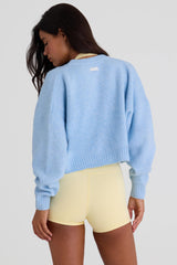Knit Cropped Cardigan in Powder Blue