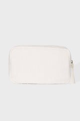 Corduroy Bow Makeup Bag in Ivory