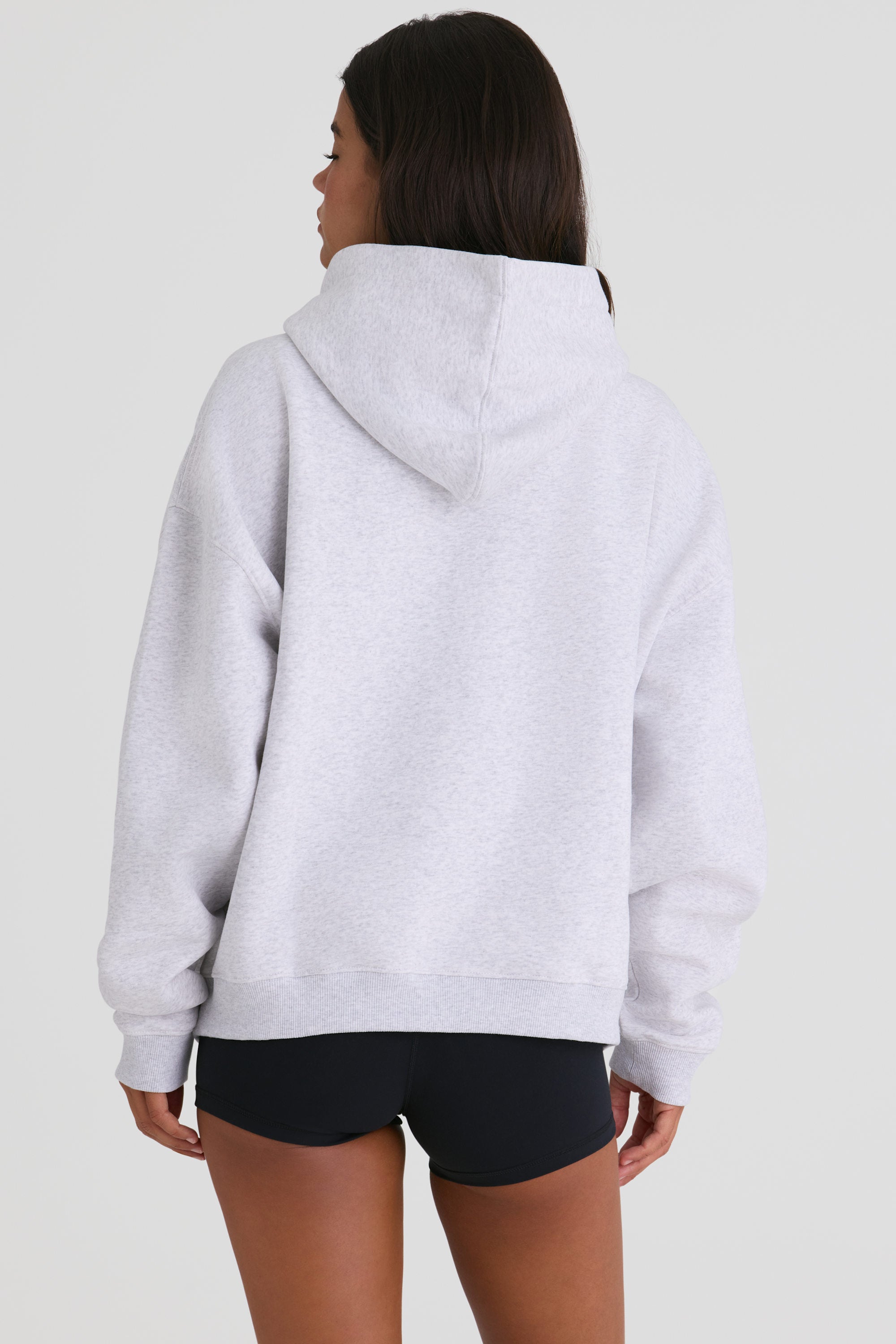 Soft Cotton Jersey Oversized Hoodie in Heather Grey