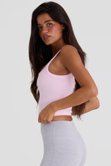 Seamless Soft Rib Square-Neck Tank Top in Powder Pink