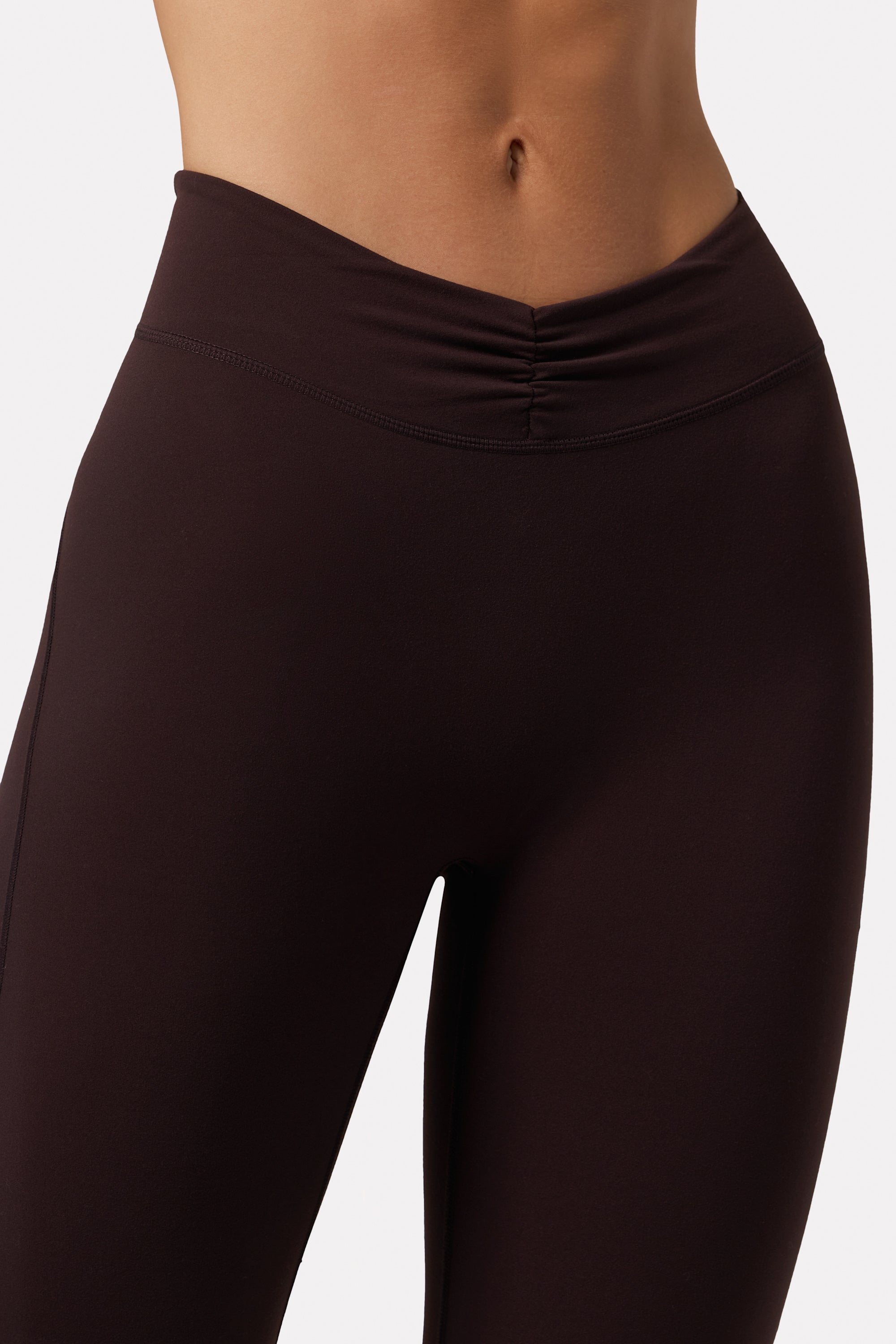 Soft Active Ruched Flared Trousers in Espresso