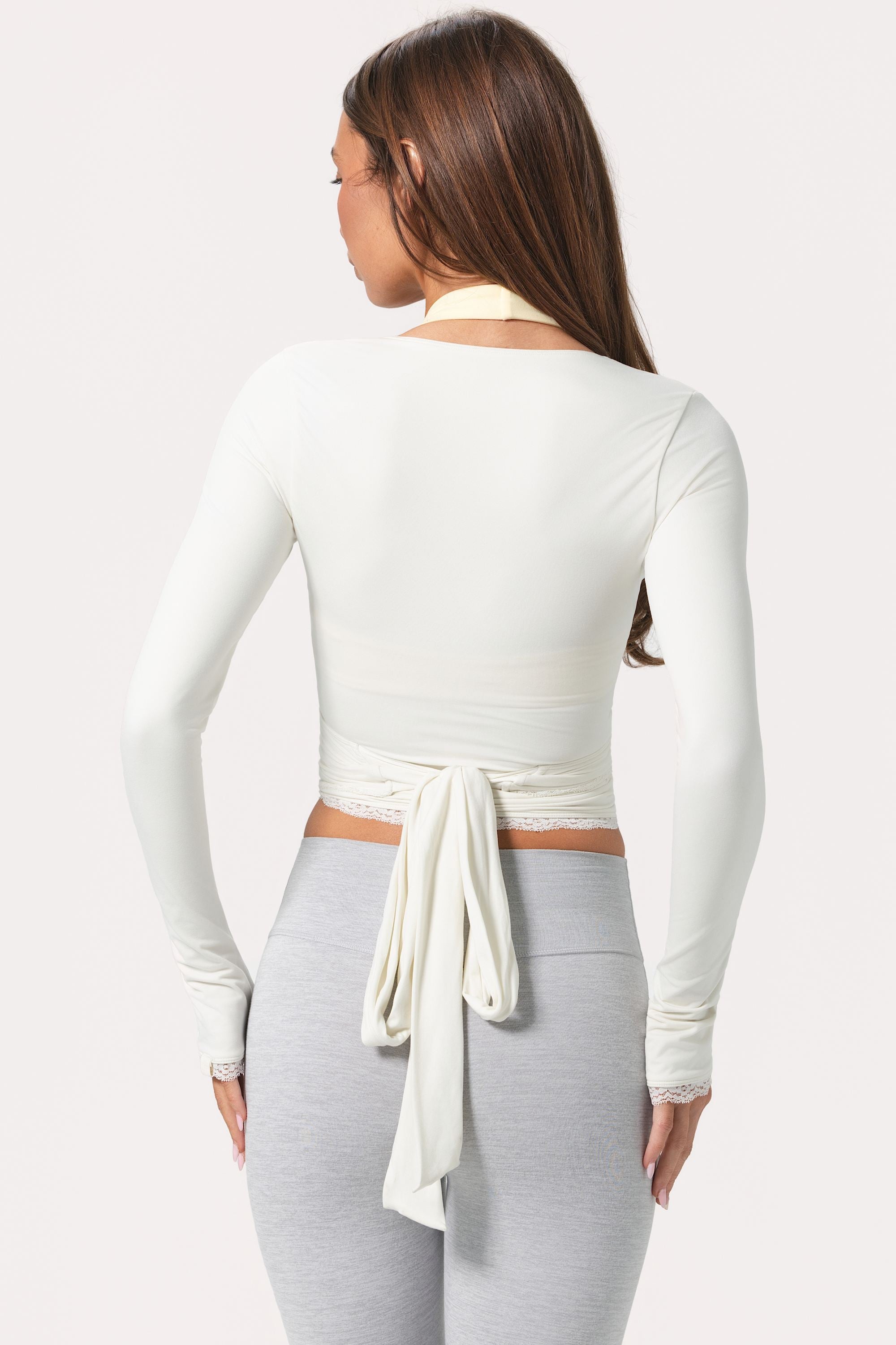 Soft Jersey Wrap Top in Ivory
