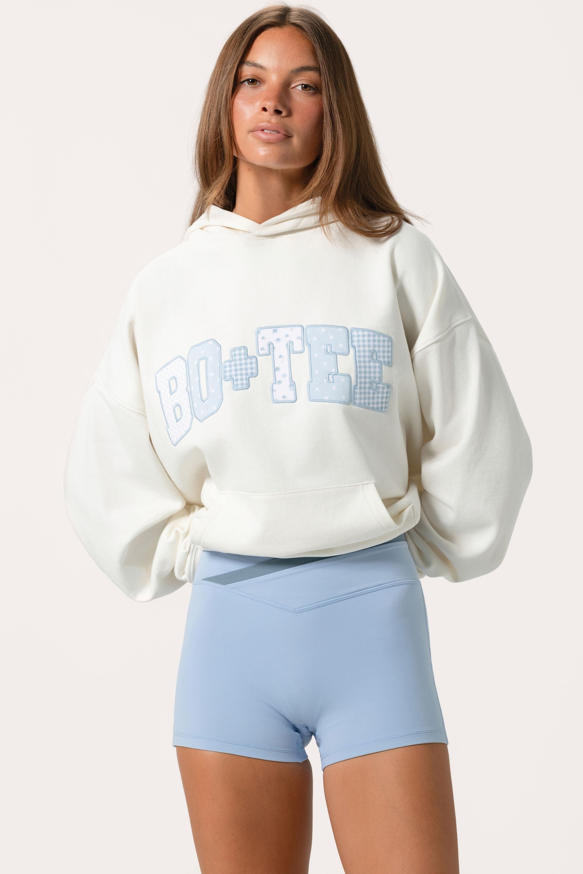 Oversized Applique Hoodie in Milk
