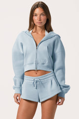 Oversized Zip-Up Hoodie  in Powder Blue