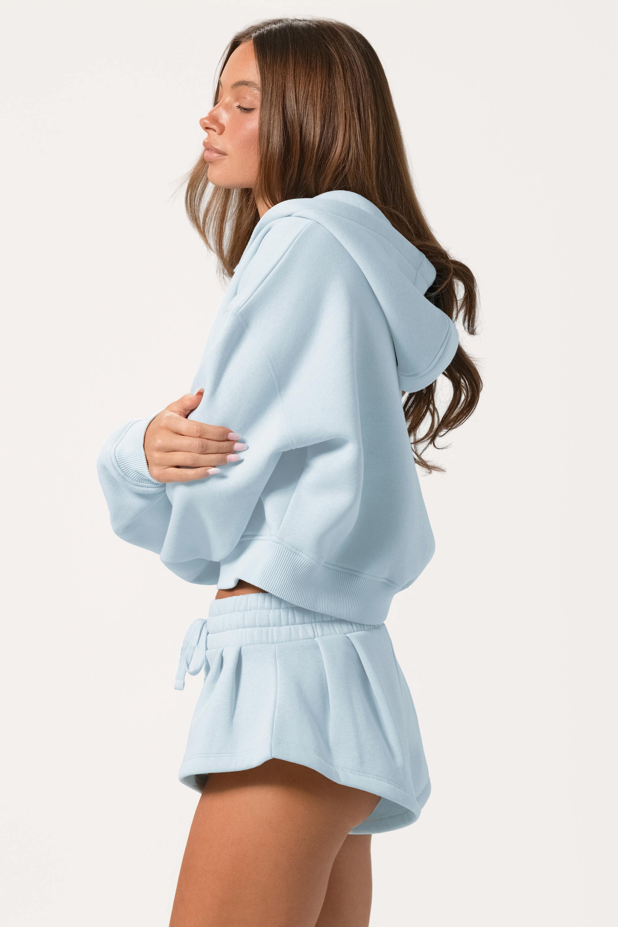 Oversized Zip-Up Hoodie  in Powder Blue