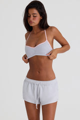 Brushed Jersey Elasticated Mini Shorts in Fog Grey