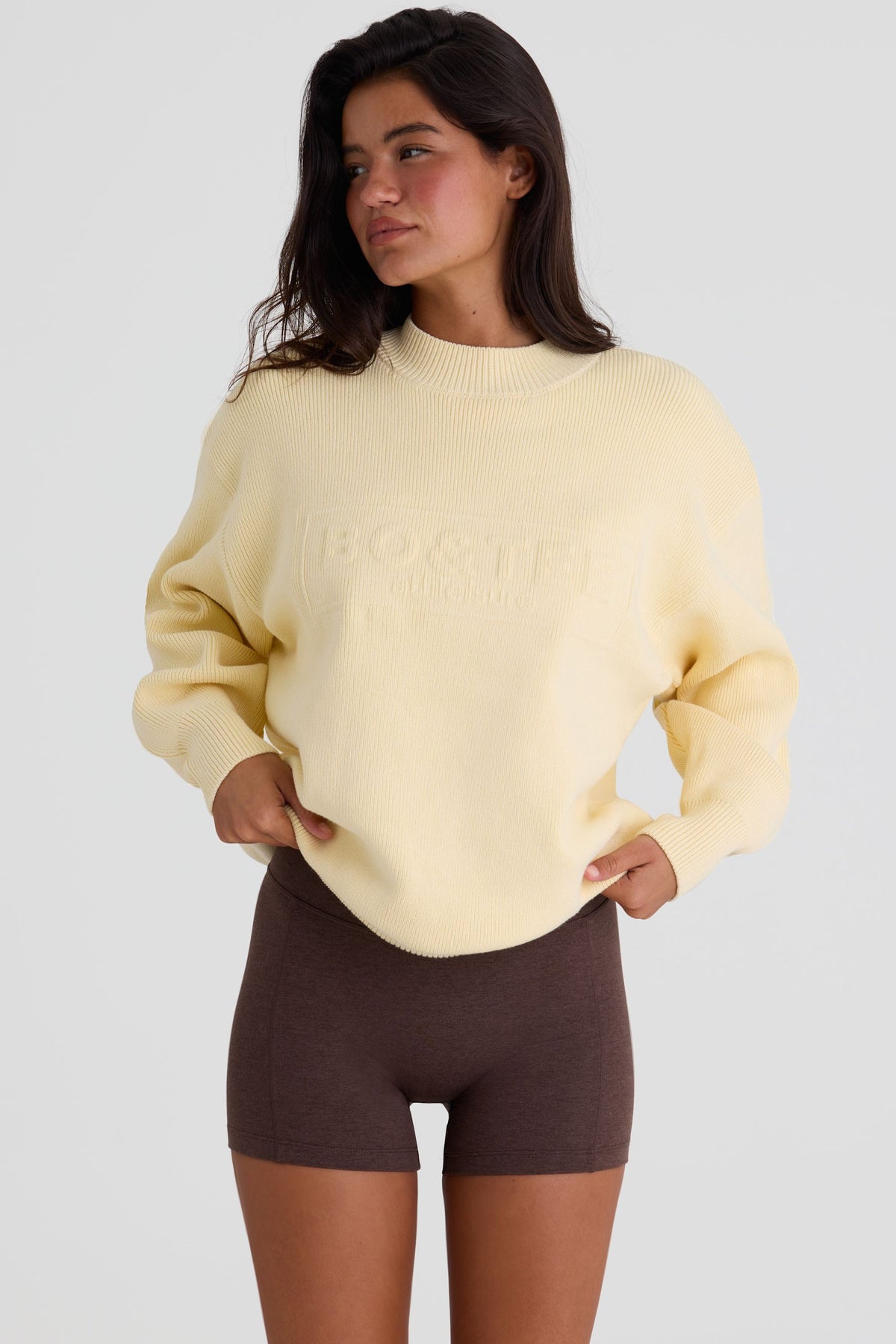 Ribbed Knit Oversized Jumper in Lemon