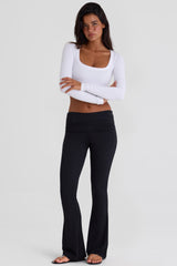 Seamless Soft Rib Cut-Out Crop Top in White