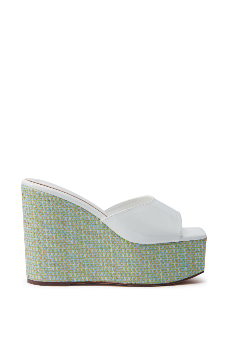 AZALEA WANG CHANDRIA WHITE TWEED WEDGE SANDAL
