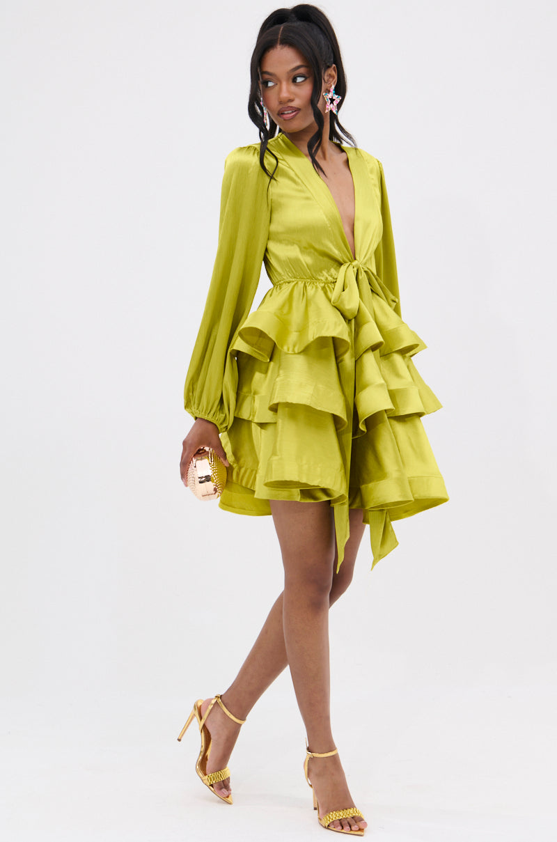 ARIANA SATIN RUFFLED MINI DRESS