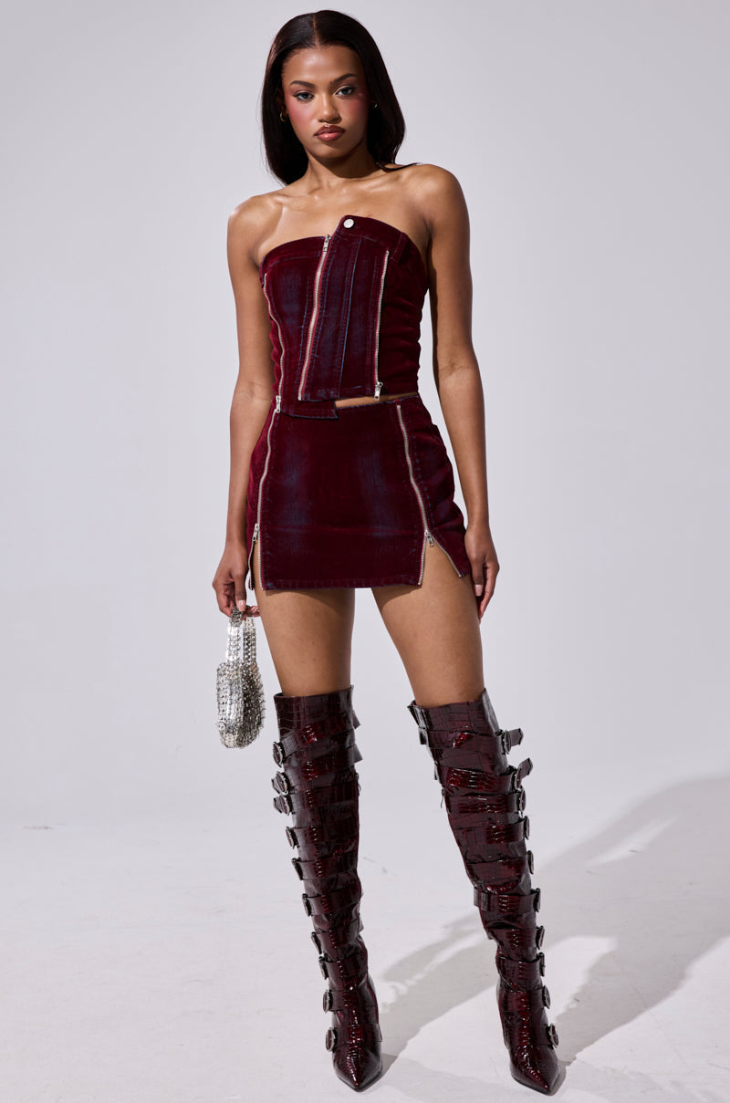 FOLD OVER ZIP MINI SKIRT