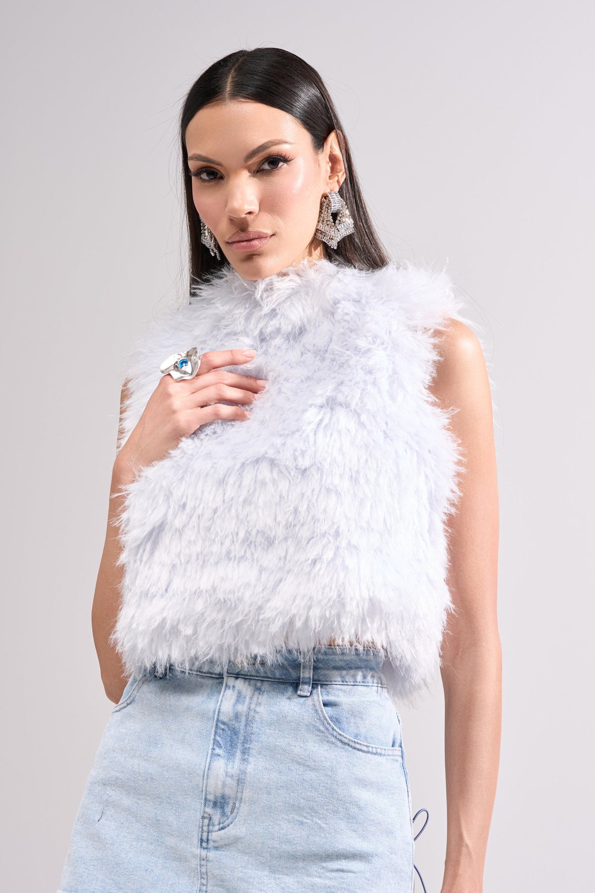 ICY OPEN BACK FUR TOP