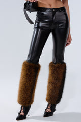 BABY ITS COLD OUTSIDE FAUX LEATHER PANT WITH FUR TRIM
