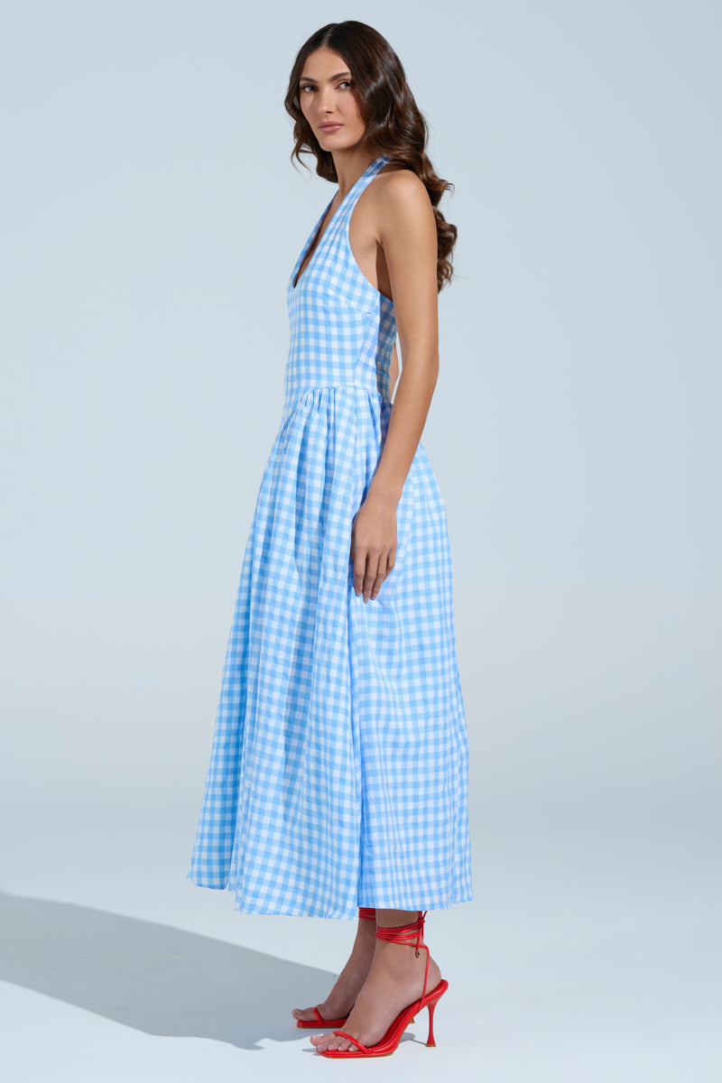NEVER GONNA STOP PLAID MAXI DRESS