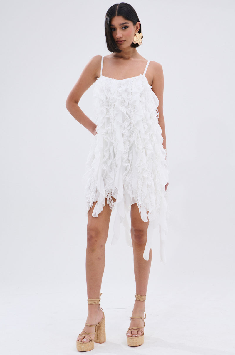 NEVER MET A GIRL LIKE ME RUFFLE MINI DRESS