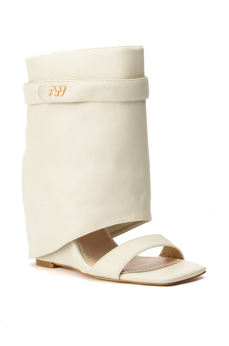 AZALEA WANG DANA FOLD OVER WEDGE BOOTIE IN BONE