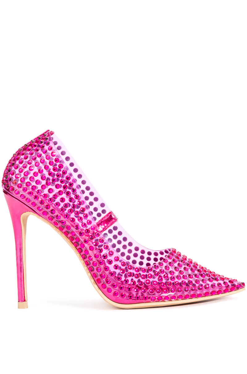 AZALEA WANG ADDY EMBELLISHED PVC PUMP IN FUCHSIA