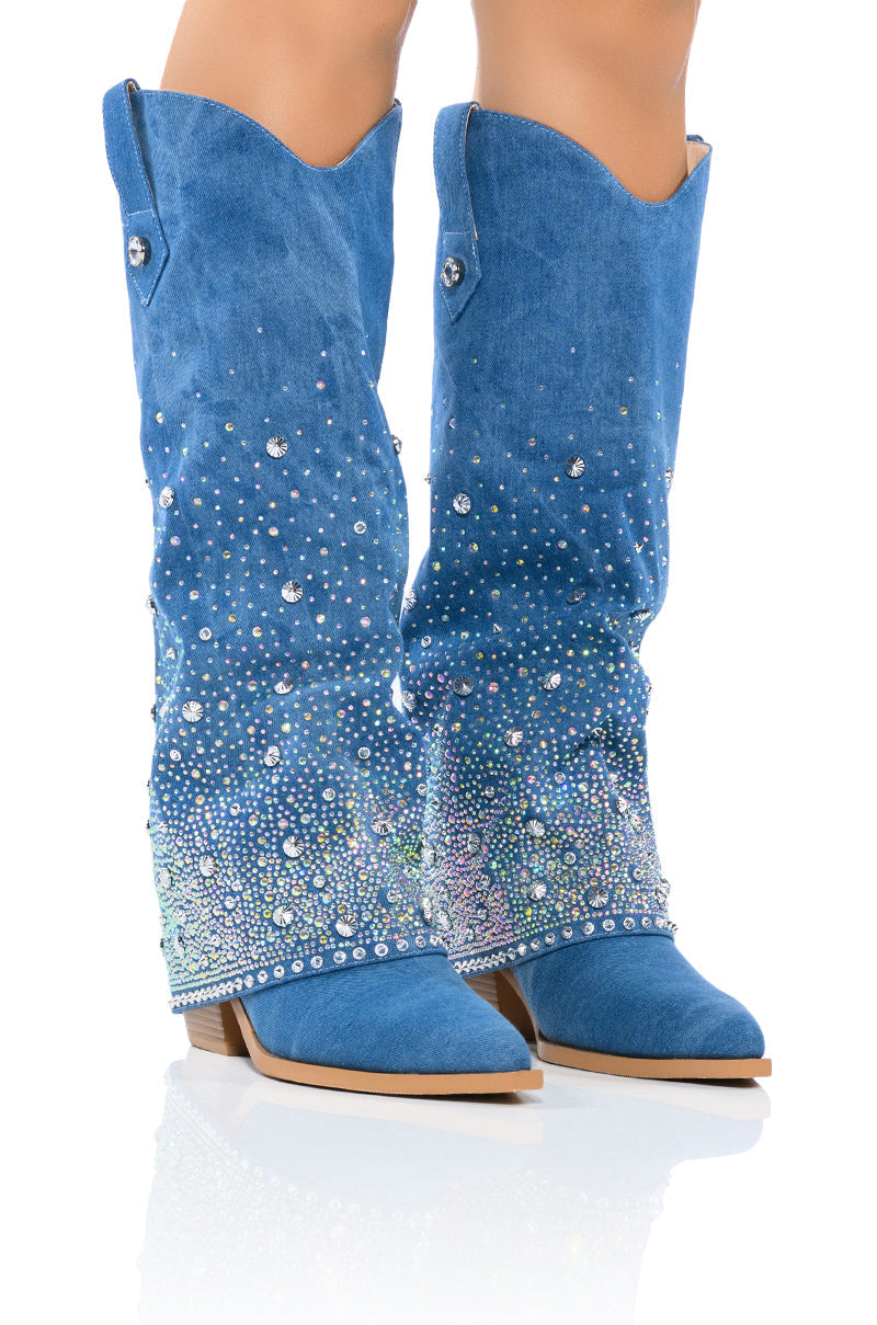 AZALEA WANG MELLOW WESTERN DENIM BOOT