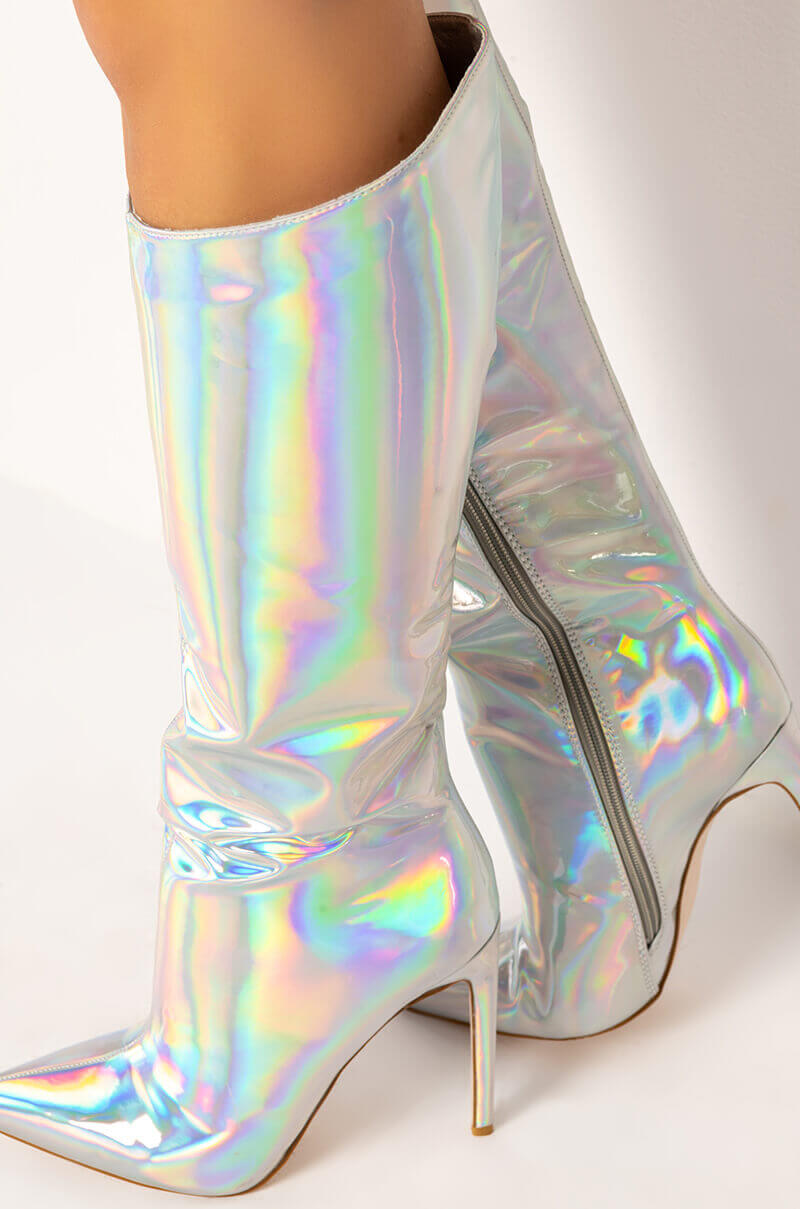 AZALEA WANG NOVA SEXY STILETTO BOOT IN SILVER