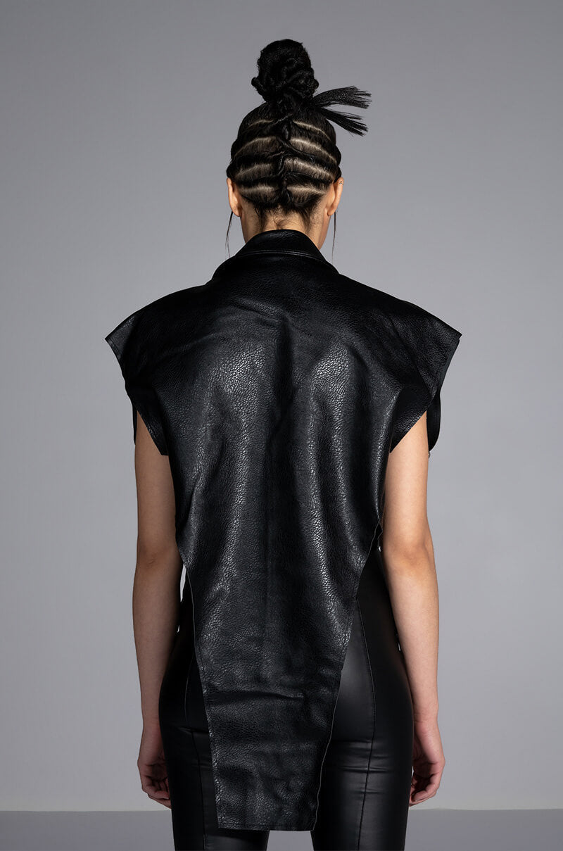 AZALEA WANG YOU ALREADY KNOW MOTO VEST WITH FRONT DRAPE