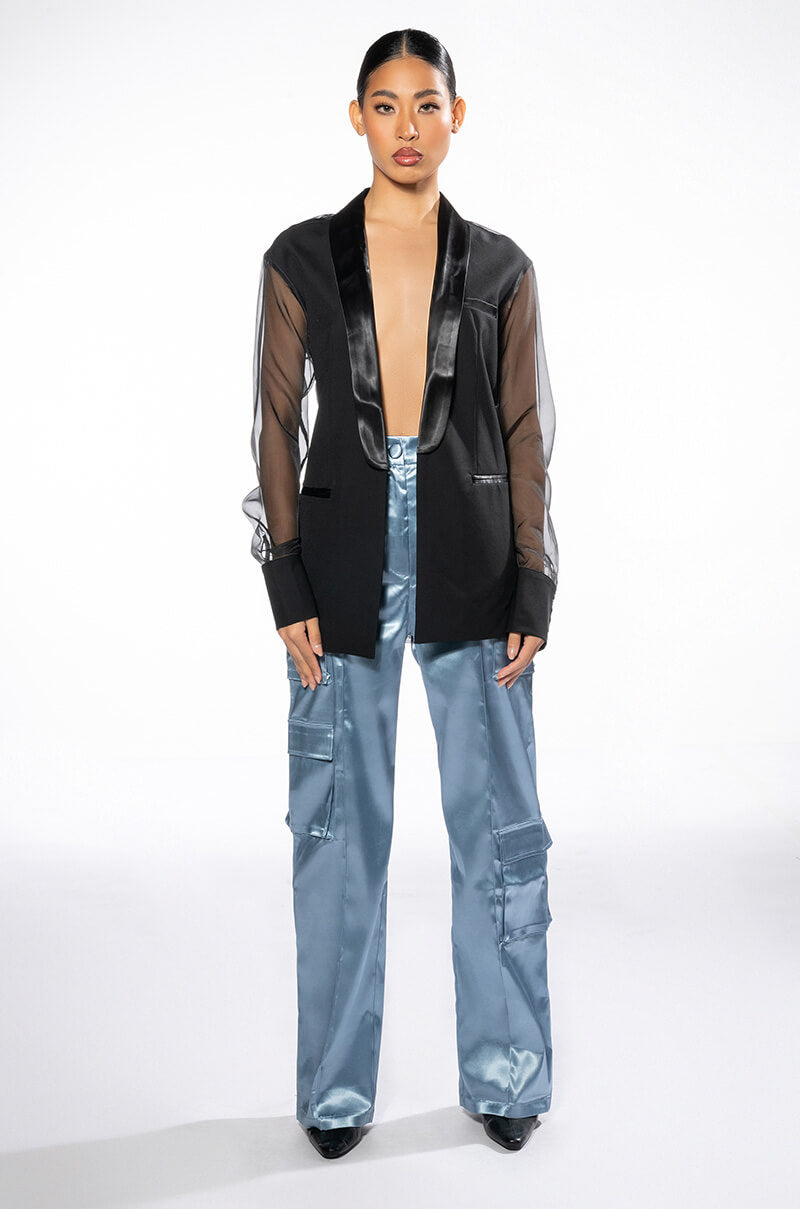 BEAUTY RAINS SATIN CARGO PANTS