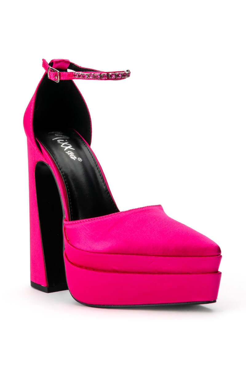 PINK CHUNKY PUMP WITH ANKLE STRAP