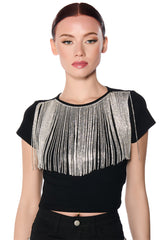 BEYOND MY LOVE RHINESTONE FRINGE BABY TEE