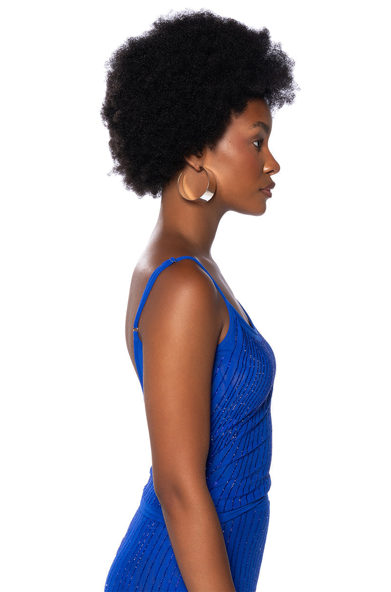CUFF IT SLEEVELESS EMBELLISHED MESH TANK