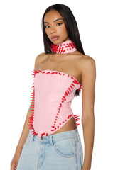 HEARTBREAKER FAUX LEATHER SPIKE DETAIL CORSET